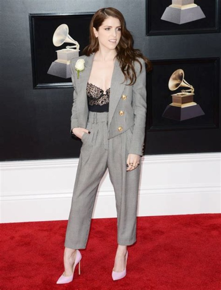 Anna Kendrick 60th Annual Grammy Awards, Arrivals, New York, USA - 28 Jan 2018 WEARING BALMAIN