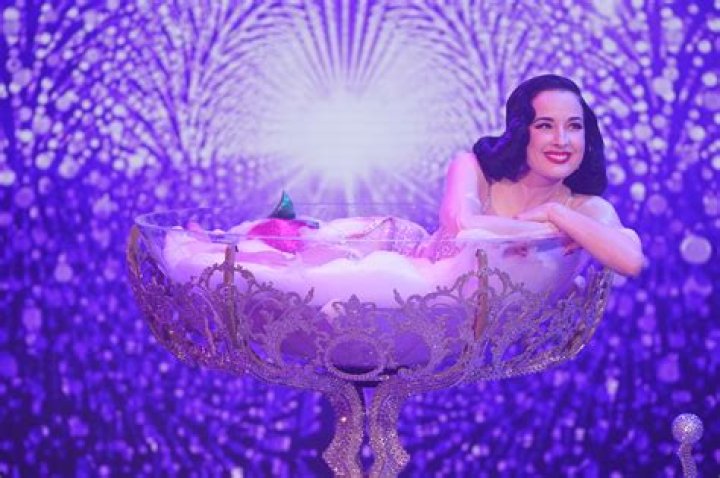 Dita Von Teese 'Exhibitioniste' exhibition opening at Palais Doree, Paris, France - 24 Feb 2020 Christian Louboutin's 'Exhibitioniste' features work from his collections. Wearing Elie Saab Same Outfit as catwalk model *10532151bg
