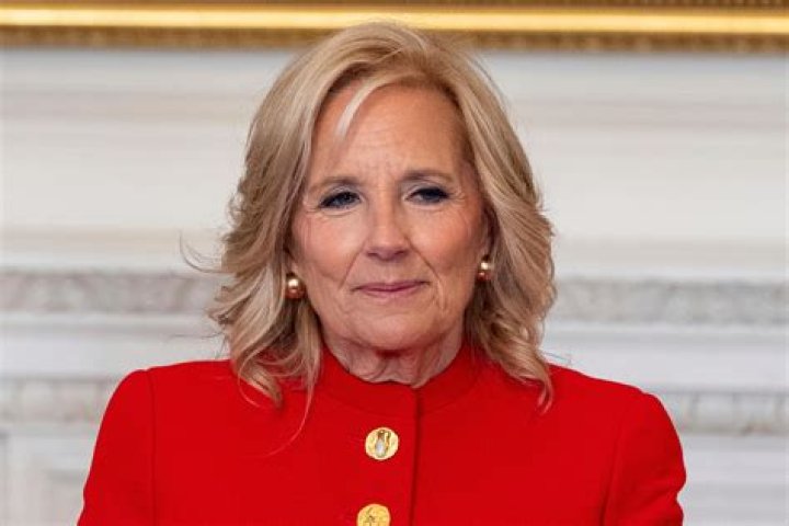 First lady Jill Biden speaks as President Joe Biden and the Easter Bunnies look, on the Blue Room balcony at the White House during the White House Easter Egg Roll, in Washington Biden Egg Roll, Washington, United States - 18 Apr 2022