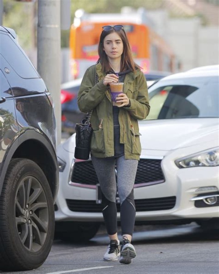 Lily Collins Gets Iced Coffee