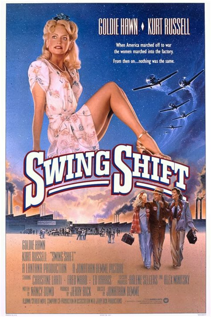 SWING SHIFT, Goldie Hawn, Kurt Russell, 1984, at the factory